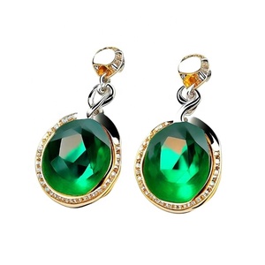 Pendientes colgantes de piedras preciosas de plata esterlina de lujo para mujer, joyería de piedra verde para mujeres y niñas - Product Image 1