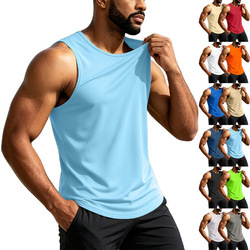 Men's Sleeveless Gym <b>Vest</b> Breathable Workout Muscle <b>Stringer</b> Cut-Off Y Back Tank Tops Knitted Casual Wholesale Private Label - Product Image 5