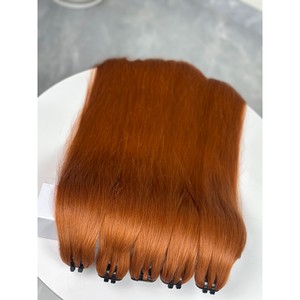 Extensions de cheveux vierges vietnamiens en cuivre, couleur roux gingembre, trame plate, soyeuses, lisses et brillantes, ultra-lisses, double tirage, vente en gros - Product Image 3