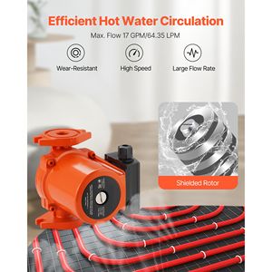 Pompa di Ricircolo in Ghisa 17 GPM 120V AC 35 ft per Acqua Calda con Connessione a Flangia da 3/4 Pollici - Product Image 4