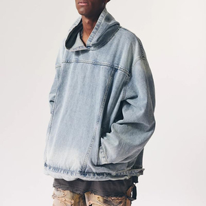 Hoodies en jean pour hommes, tendance 2026 - 100% coton, respirant, séchage rapide, design décontracté avec poches, haute qualité, service OEM en gros - Product Image 2