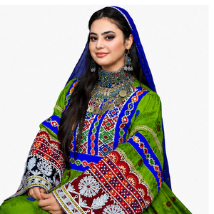 Salwar Kameez Tradicional de Algodón Verde con Detalles Bordados para Mujer, Ropa Étnica para Bodas, Vestidos Afganos Kuchi para Mujer - Product Image 5