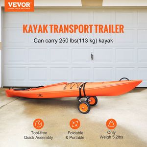Carrello per Kayak pieghevole resistente 10 ''pneumatici solidi antiscivolo 250 libbre capacità di carico carrello Kayak per canoe Jon barche in lega - Product Image 2