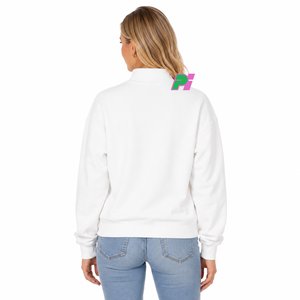 Sweat-shirt à col montant personnalisé avec lettrage appliqué, broderie de haute qualité, sweat-shirt à col montant blanc - Product Image 5