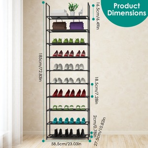 1pc Portascarpe verticale salvaspazio a 10 livelli per 25-30 paia di scarpe in tessuto Non tessuto per ingresso o armadio in corridoio - Product Image 1