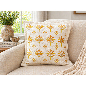 Premium Cotton Turner Embroidered Cushion <b>Cover</b> | Luxury Decorative <b>Throw</b> Pillow <b>Cover</b> for <b>Sofa</b>, Living Room & Home Decor - Product Image 1