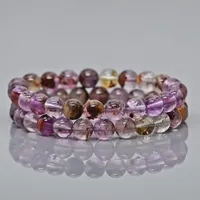 Bracelet extensible en perles de pierres précieuses naturelles Super Seven 8 mm lisses et rondes de qualité AA, bijoux de guérison, vente en gros, hindou, unisexe