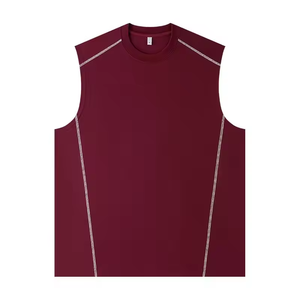 Débardeur d'été personnalisé pour homme grande taille en coton et polyester, idéal pour la course, la gym et l'entraînement, sans manches, brodé, coupe musclée - Product Image 2