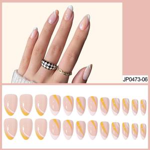 Ongles artificiels ABS à presser pour salon de manucure, 24 pièces, style Ins, longueur longue/moyenne, plusieurs couleurs avec colle, vente en gros - Product Image 6