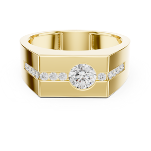 Yellow Gold Lab Grown <b>Diamond</b> <b>Ring</b> Round Brilliant Cut Mens Wedding Band Anniversary Jewelry - Product Image 1
