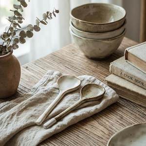 Cuchara de Cerámica Antigua, Cuchara Retro para Ramen, Cuchara de Cerámica de Estilo Nórdico para Hotel, Utensilio Redondo para Restaurante - Product Image 2