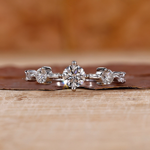 Round Cut Moissanite Wedding <b>Ring</b> Minimalist Diamond Band Stackable Engagement <b>Ring</b> Women Fine Jewelry - Product Image 1