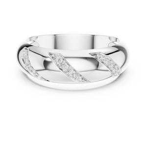 Anillo de Oro Blanco de 18K con Baño de Rodio, Diseño de Onda Trenzada de Lujo, Diamante Cultivado en Laboratorio de Corte Redondo, Menos de 1 Quilate - Product Image 1