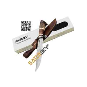 Damasco caza Bowie cuchillo mango de cuero empuñadura de latón/vaina con pomo Manual certificado CE 9,5 "regalo de caza de alto carbono - Product Image 5