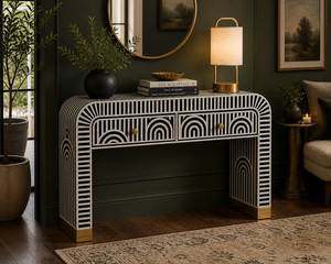 Modern Bone Inlay <b>Console</b> <b>Table</b> With Artistic Handmade Pattern Luxury Decorative Furniture For Hotel Interiors - Product Image 6