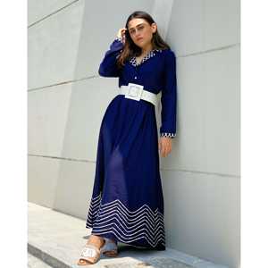 ชุดเดรสผ้าซาตินสีน้ำเงินคอรัลทรงเอไลน์ พร้อมดีไซน์เอวธรรมชาติ ชุดราตรียาวหรูหรา - Product Image 5