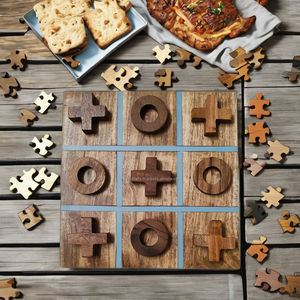 Jeu de société interactif éducatif en bois Tic Tac Toe Tranche d'âge 4 à 18 + pour les fêtes en plein air/intérieur pour les adultes, les enfants et la famille - Product Image 3