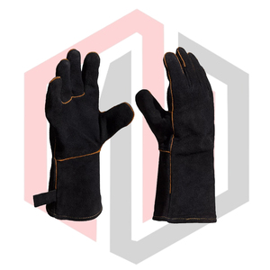 Gants de soudeur en cuir noir pur, résistants à la chaleur, anti-coupure, respirants, 14 pouces, gants de sécurité industrielle - Product Image 1