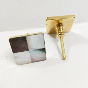 Elegant Mother of Pearl Door Knob with Square Brass Handle Vintage Style Decorative <b>Hardware</b> for Interior Doors - Product Image 3
