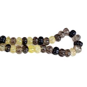 ลูกปัดหินควอตซ์เลมอนสองสีธรรมชาติ รูปทรงเมลอนฟักทอง สำหรับทำเครื่องประดับ - Product Image 4