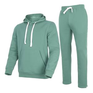 Conjunto Deportivo Unisex de Color Sólido con Capucha, Cierre con Cordón, Manga Larga, Ropa Casual de Otoño, 100% Algodón, Corte Regular, Pantalones Deportivos para Adultos - Product Image 1
