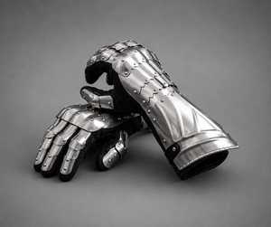 Gant de chevalier médiéval en acier inoxydable plaqué argent, armure de protection, style antique, finition polie, émail doux, Calvin - Product Image 6