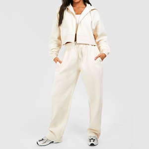 Custom Women's Winter Solid Hooded Cargo Tracksuit <b>Set</b> High Neck Crop Top and <b>Joggers</b> 2 Piece <b>Matching</b> Pockets Casual Outfit - Product Image 6