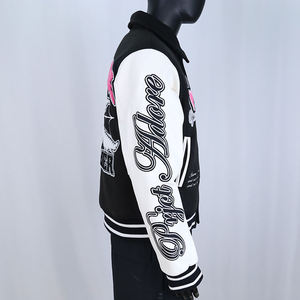 Custom Design Varsity <b>Jacket</b> <b>Men</b> Embroidered Logo Leather Sleeve College <b>Baseball</b> <b>Jacket</b> OEM Service - Product Image 1