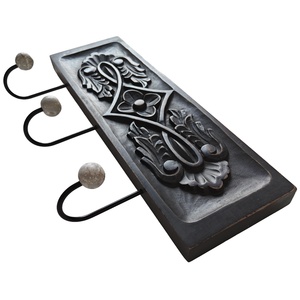 Smart Art Wood Carving Black Painted Decorative Wooden Hand Carved <b>Key</b> <b>Hook</b> <b>Wall</b> Hangings <b>Key</b> Hanger Engineered Wood Patio Decor - Product Image 4