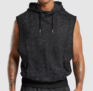 Sudadera con Capucha sin Mangas para Hombre, 100% Algodón, Felpa, Corte Regular, Color Gris Sólido, Ropa Casual de Otoño, Impresión Digital, Secado Rápido - Product Image 5