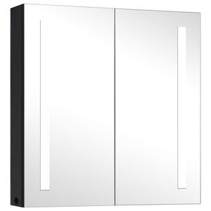 Anthracite MDF Bathroom Cabinet with LED <b>Mirror</b> Melamine Finish and Medium Glass Front - Product Image 2