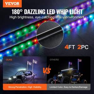 2 uds 4 pies impermeable RGB Chasing LED Whip Light APP RF Control remoto para UTVs ATVs motocicletas RZR todoterreno Go-karts 4 banderas - Product Image 2