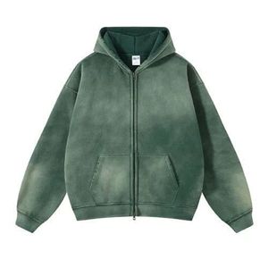 เสื้อฮู้ดซิปผู้ชาย ผ้าถัก 100% คอตตอน ย้อมสีพื้น สำหรับฤดูหนาว - Product Image 1