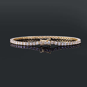 AMBER JEWELS Pulsera de tenis unisex de oro macizo de 14K con diamantes de imitación cultivados en laboratorio, corte brillante, engaste de garra, diseño geométrico clásico, de tercer fabricante - Product Image 3