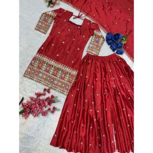 Valam Fashion Mujer Hermoso Negro Talla 38 Party Wear Top Plazzo Dupatta Set - Product Image 2