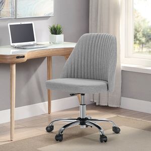 Vanity <b>Chair</b> Armless Swivel <b>Desk</b> <b>Chair</b> with Wheels Adjustable Fabric <b>Makeup</b> <b>Chair</b> for Home Office - Product Image 4