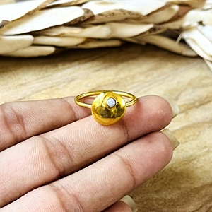Unique Design Minimalist Moonstone <b>Ring</b> Boho Brass Band Women 18k Gold Plated Dainty Geometric <b>Dome</b> Statement Wholesale/OEM/ODM - Product Image 4