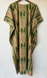 Nuevo Kaftán Naaz Textile Elegante de Encaje Casual con Estampado Animal, Cuello en V, Cierre con Cordón, Manga Corta, Corte Ajustado y Acampanado, de Algodón Suave Indio - Product Image 3