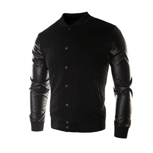 OEM Manufacturer High Quality <b>Men</b> College Custom Baseball Bomber Letterman Crop Winter Thin Stand Collar Varsity Jacket - Product Image 1