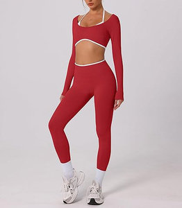 Fitness Wear <b>Women</b> Yoga Set Racerback Scoop Neck Solid Breathable Sleeveless Top Mid Waist Seamless <b>Leggings</b> 3 Piece Gym Outfit - Product Image 6