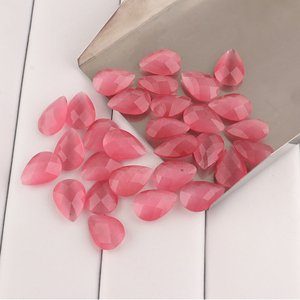 Pierres en vrac œil-de-chat rose synthétiques taille poire 10x14mm, polies et brillantes, fournitures de bijoux artisanaux, accessoires en cristal - Product Image 4