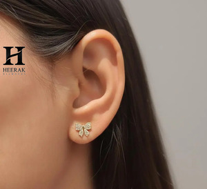 Real Gold IGI Certified Lab Diamond Butterfly Studs Butterfly <b>Wing</b> Design <b>Earrings</b> for Women Luxury Jewelry Manufacturer - Product Image 2