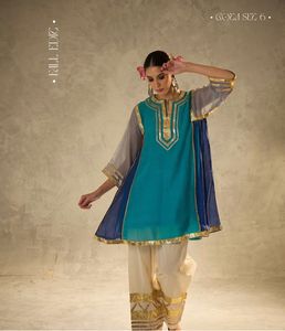 ชุดเซ็ตผ้าชิโนนปักลายโกต้าปัตติ ท่อนบน 38 นิ้ว ท่อนล่าง 40 นิ้ว ผ้าสองสี ตัดเย็บสำเร็จ ไซส์ M ถึง XXL ชุดสำเร็จรูป - Product Image 4