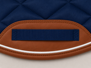 Almohadilla de Silla de Montar Acolchada Azul Marino para Salto Ecuestre, Transpirable, Absorbente de Impactos, con Ribete Marrón, para Entrenamiento Profesional - Product Image 4