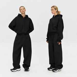 Nuevo Conjunto Deportivo de Mujer con Cremallera, Bordado Personalizado, Sudadera con Capucha y Pantalones de Felpa de Alta Densidad, Conjunto de 1 Pieza - Product Image 5