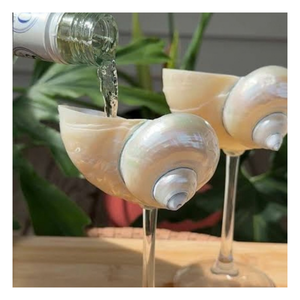 Verre à vin artisanal en coquillage naturel, écologique, en forme de conque, à long pied, design original pour cadeaux de mariage, dîner de luxe - Product Image 5