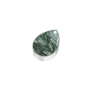 Pendentif coulissant unisexe classique en argent sterling 925 finition haut de gamme avec séraphinite ovale, marquise, poire, fermoir à ressort et chaîne à câble sertie - Product Image 3