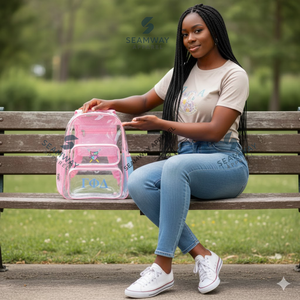 Gamma Phi Delta Sorority Clear Backpack Transparent Carry <b>Bag</b> Clear PVC Bookbag See Through Security Approved Clear <b>bag</b> - Product Image 4
