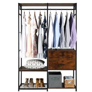 Armadio Indipendente Vingta in Metallo Pesante per Camera da Letto con Scaffali Multipli e Cassetti, Colore Nero - Product Image 1