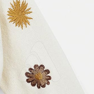 Pull en tricot 100 % coton pour femme, broderie florale, doux, boutons dissimulés, décontracté, haute qualité, respirant, séchage rapide - Product Image 4